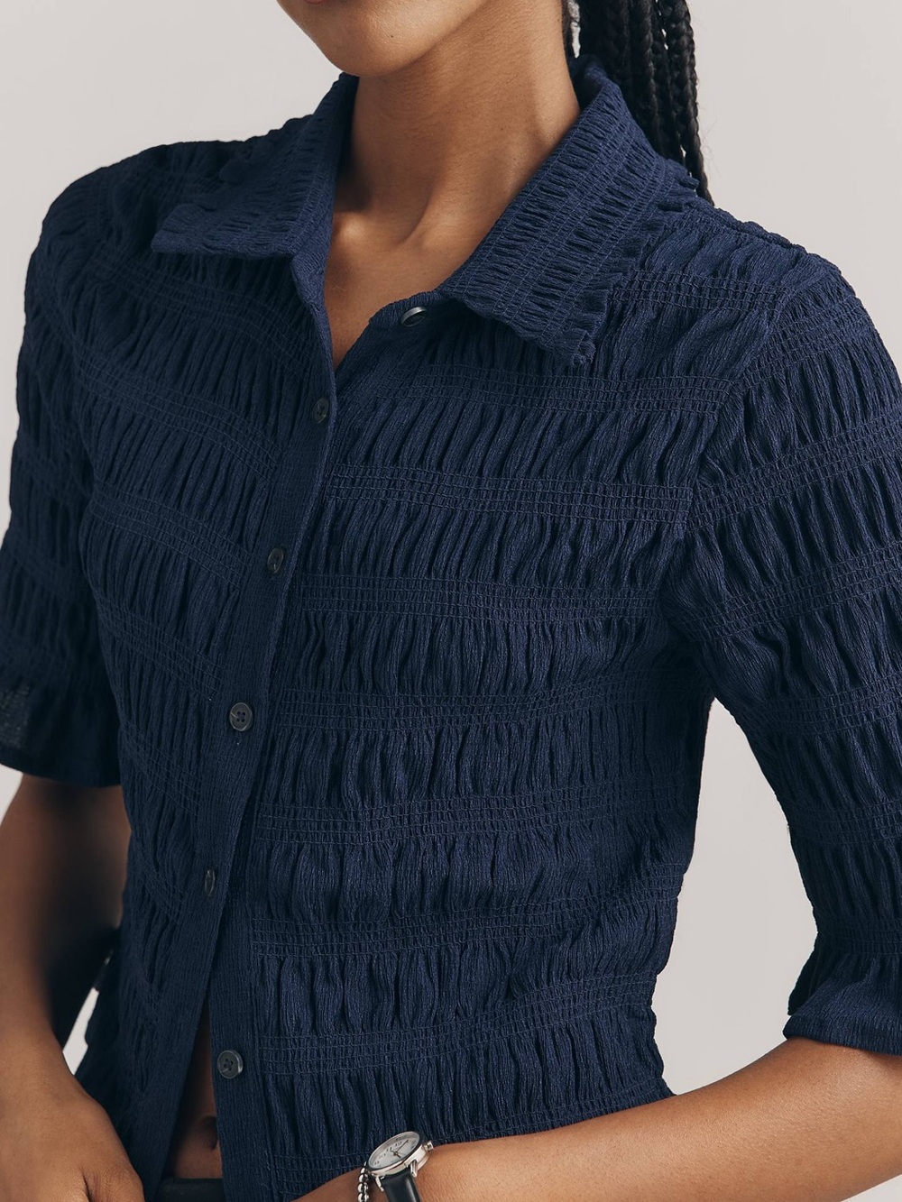 Maeve black ruffle top from Anthropologie Black